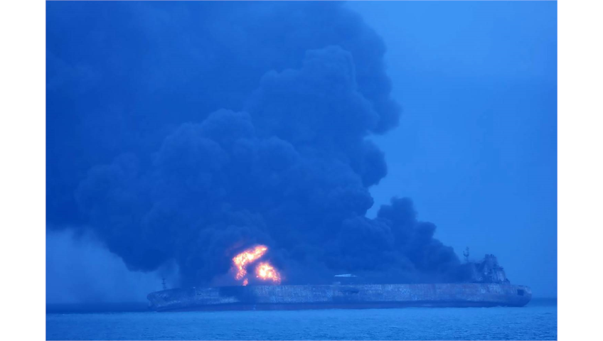 Iranian oil tanker burns, 32 people missing after collision off China’s coast